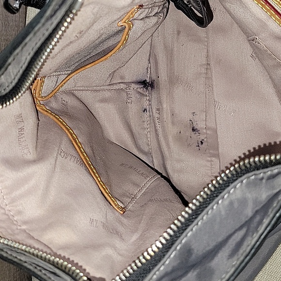 MZ Wallace Gray and Black Nylon Leather Crossbody Shoulder Bag - Picture 9 of 14